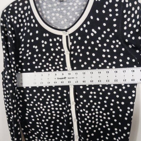 Talbots Medium Cardigan Sweater, Black/White Polka Dot, 3/4 Sleeve, Light Weight - Picture 9 of 16